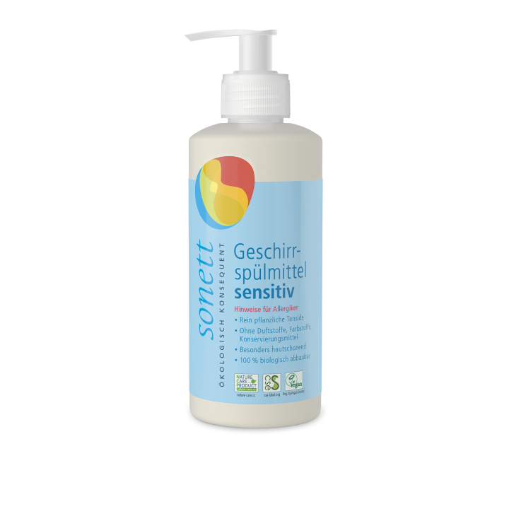 Liquido per lavare le mani SENSITIV senza profumo, 100% biodegradabile - bottiglia a pompa 300ml - Sonett