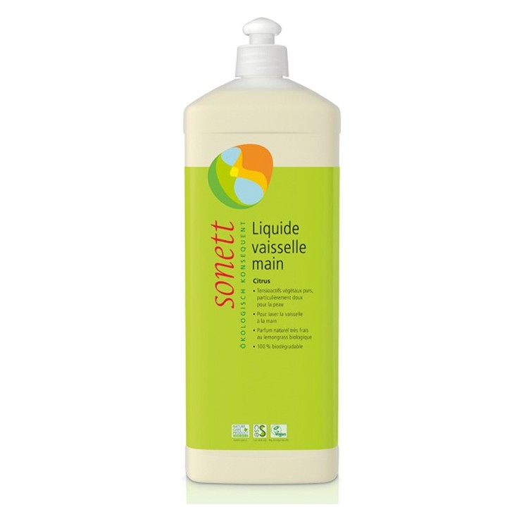 Geschirrspülmittel mit Citrus, 100% biologisch abbaubar - Nachfülleflasche 1 Liter - Sonett