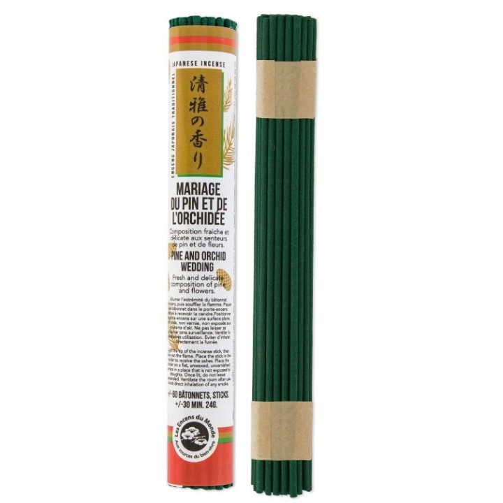 Rouleaux d'encens japonais court, Le mariage du pin et de l'orchidée - 60x 30 min. - Les encens du monde