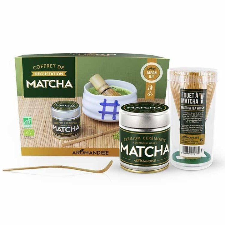 Coffret de dégustation "Matcha Cérémonie" - Matcha, cuillère, bol & fouet - Aromandise
