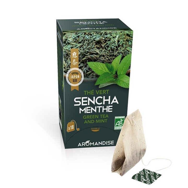 UJI Grüntee Sencha und Minze in Kräutertee - 18 Beutel - Aromandise