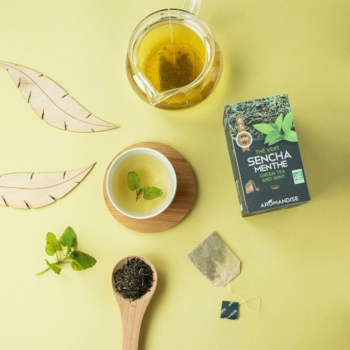 Thé vert Sencha de UJI et Menthe en infusettes - 18 sachets - Aromandise