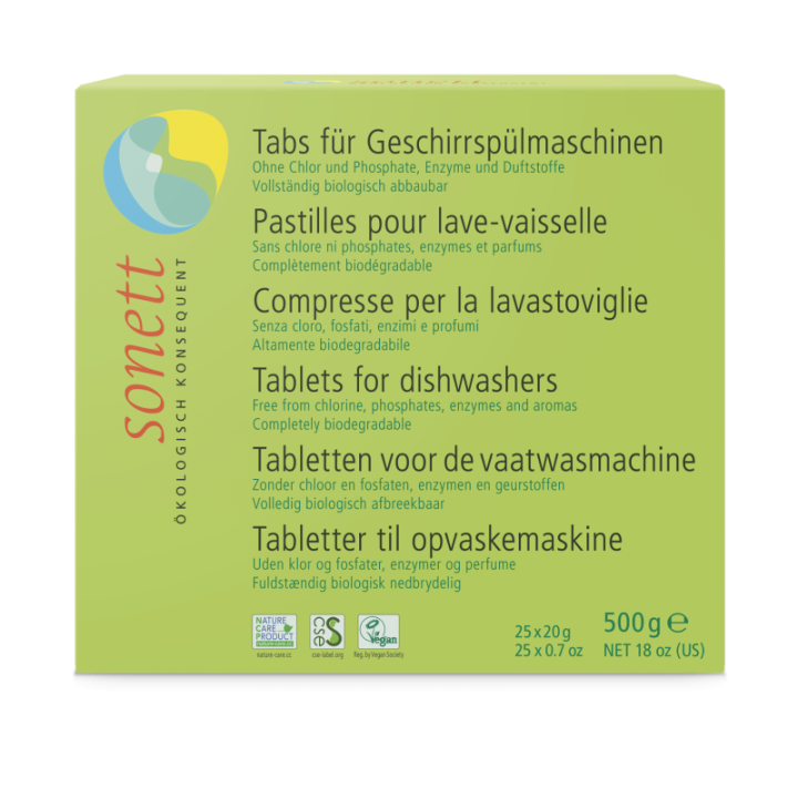 Compresse per lavastoviglie - Senza profumo e 100% biodegradabili - 25 compresse (500g) - Sonett