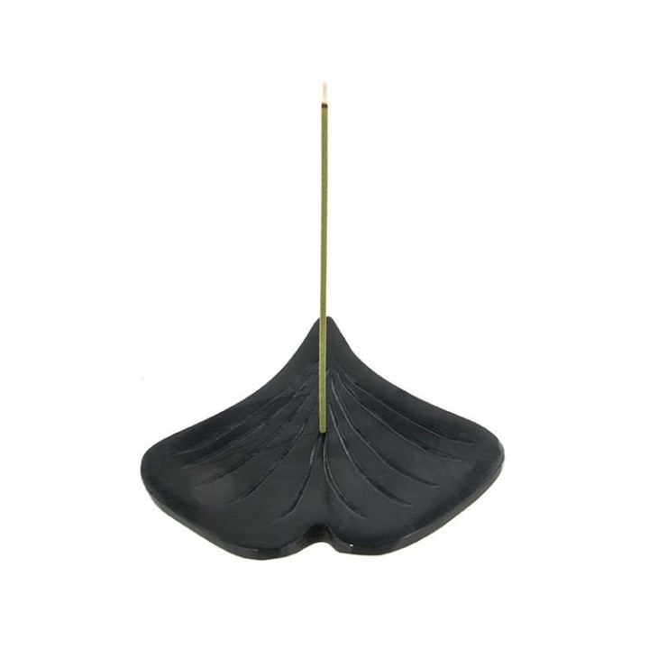 Porta-incenso in pietra nera "Gingko" - Les encens du monde