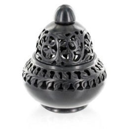 Räucherstäbchenhalter aus ziseliertem Stein, "Venedig", Schwarz - Les encens du monde