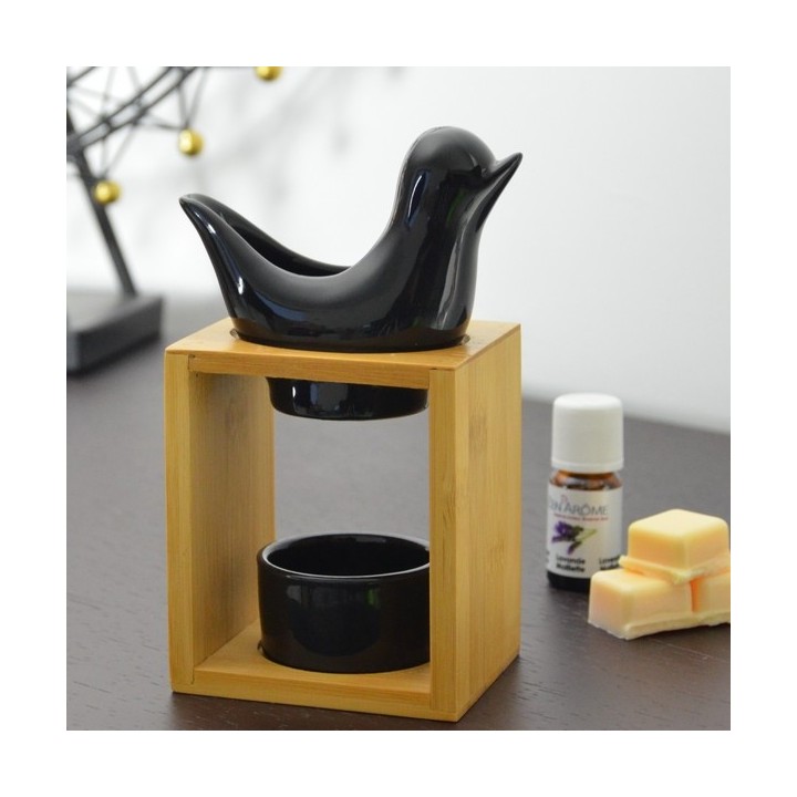 Bruciatore di profumo di candela, Naturéa BIRDY Nero - ZEN'Arôme