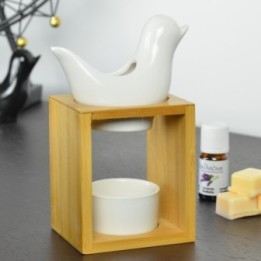 Brûle parfum à bougie en bambou, Naturéa BIRDY Blanc - ZEN'Arôme