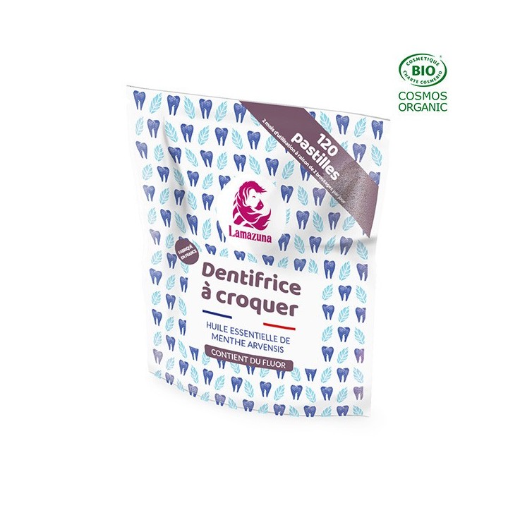 Dentifrice BIO en pastilles à croquer, Menthe (avec fluor) - 120 pastilles - Lamazuna