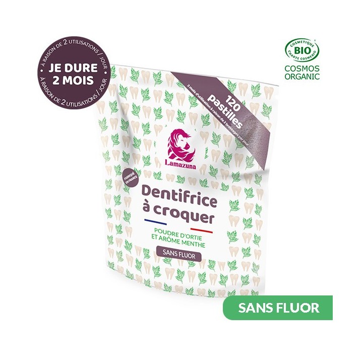 Dentifricio masticabile, Ortica-Menta (senza fluoro) - 120 compresse - Lamazuna