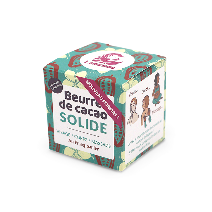 Feste Kakaobutter BIO mit Affenbrotbaum und Frangipani - Gesicht, Körper und Massage - 55g - Lamazuna