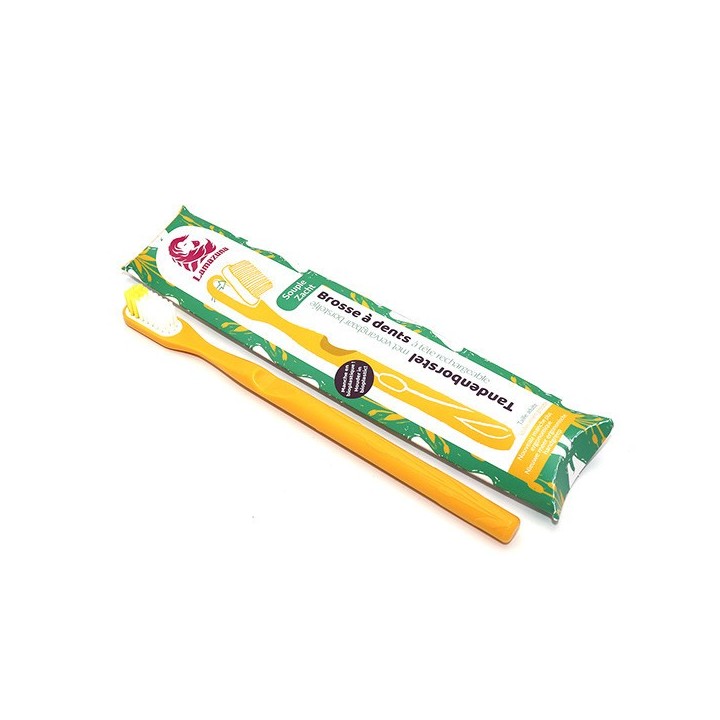 Brosse à dents rechargeable en bioplastique, fabriquée en France - Jaune - Lamazuna