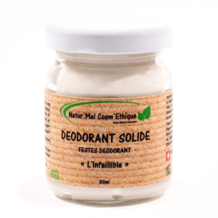 Deodorante solido svizzero e biologico, L'infallibile con 3 agenti antibatterici - 50ml - Natur'Mel Cosm'Ethique