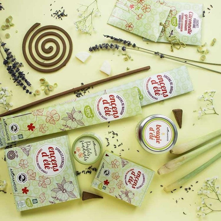 Sachet parfumé d'été, 100% naturel et Fairtrade, Citronnelle et géranium - 15g - Les encens du monde