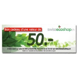 Bon Cadeaux d'une valeur de 50.- sur SwissEcoShop.ch + Offert 10% de cette valeur pour vous !