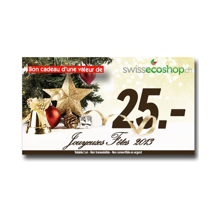 Bon Cadeaux d'une valeur de 25.- sur SwissEcoShop.ch + Offert 10% de cette valeur pour vous !