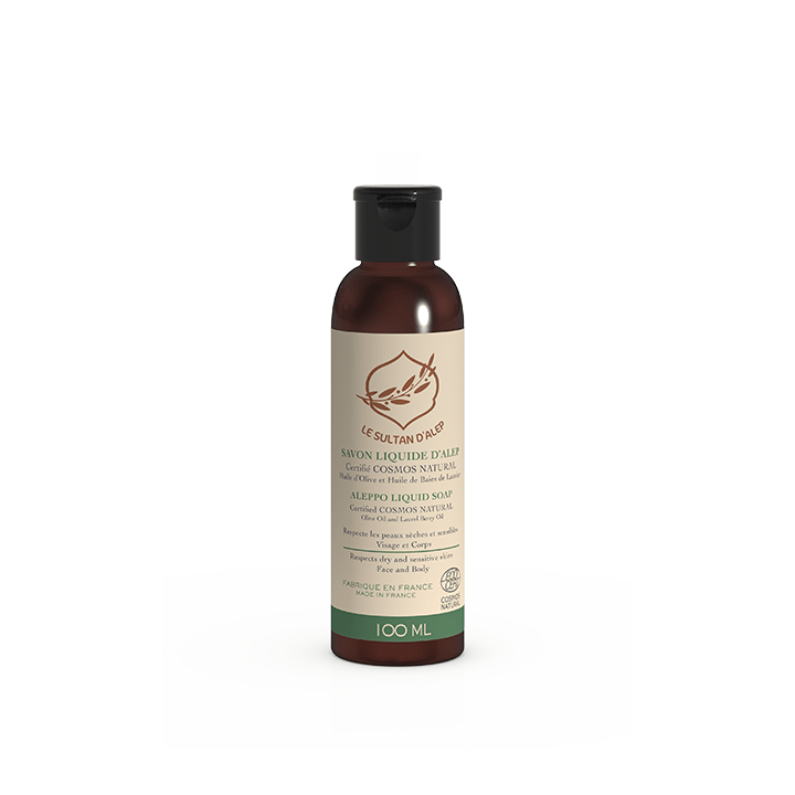 Savon d'Alep liquide BIO, à l’huile de laurier & d’olive - 100ml - Le Sultan d'Alep