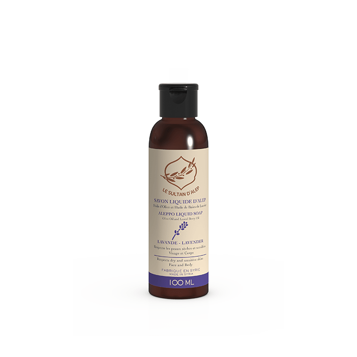 Sapone liquido di Aleppo, profumato, dalla Siria, alloro e oliva - LAVANDA - 100ml - Le Sultan d'Alep