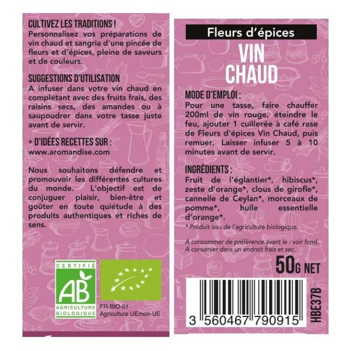 Fiori di spezie biologici per vino caldo "Sapori d'inverno" - 50g - Aromandise