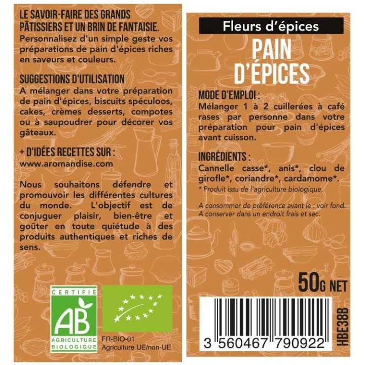 Fleurs d'épices BIO pour Pain d'épices "Saveurs d'hiver" - 50g - Aromandise