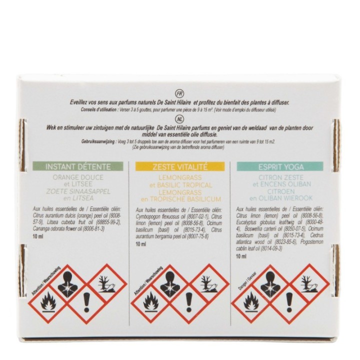 Coffret de 3 mélanges pour diffusion, 100% huiles essentielles, "Mon rituel Zen" - 3x 10ml - Saint-Hilaire