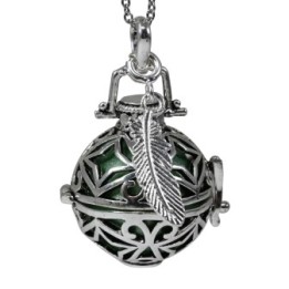 Bola de grossesse plaqué argent, Cage étoilée, LIDIA - ⌀ 2,2 cm & chaine 114cm - Irréversible Bijoux