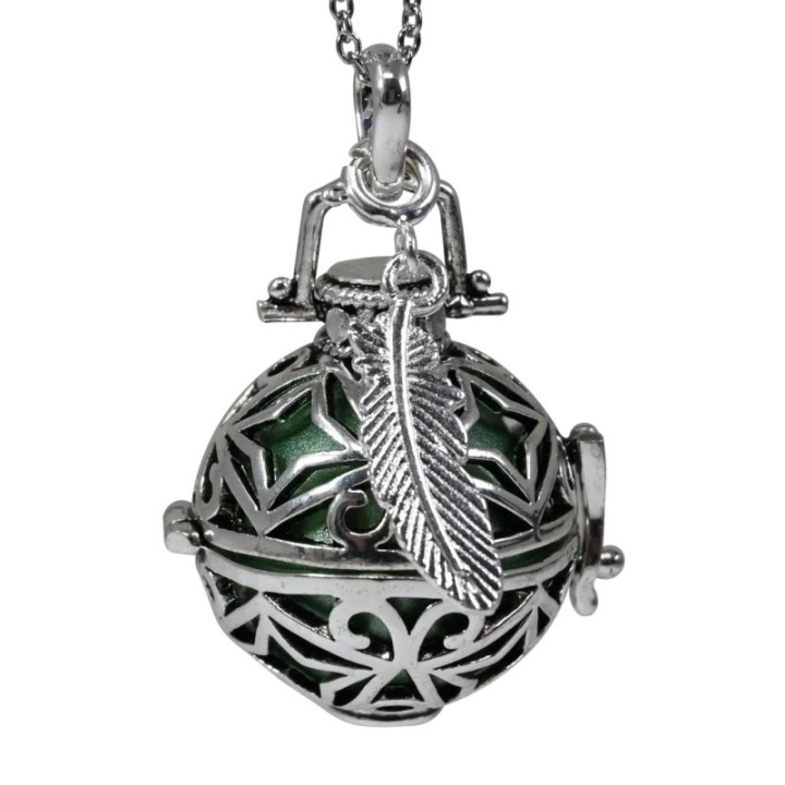 Bola di gravidanza argentata, gabbia a stella, LIDIA - ⌀ 2,2 cm e catena 114cm - Irréversible Bijoux