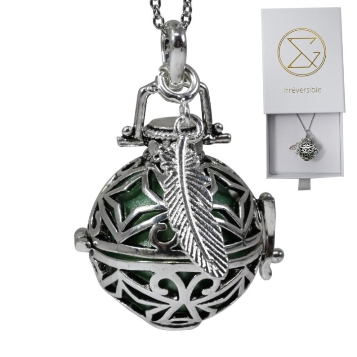 Bola de grossesse plaqué argent, Cage étoilée, LIDIA - ⌀ 2,2 cm & chaine 114cm - Irréversible Bijoux