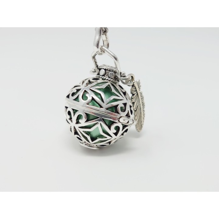 Bola di gravidanza argentata, gabbia a stella, LIDIA - ⌀ 2,2 cm e catena 114cm - Irréversible Bijoux