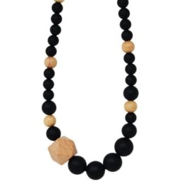 Silikon-Stillhalskette - Schwarz & Holz Irréversible Bijoux