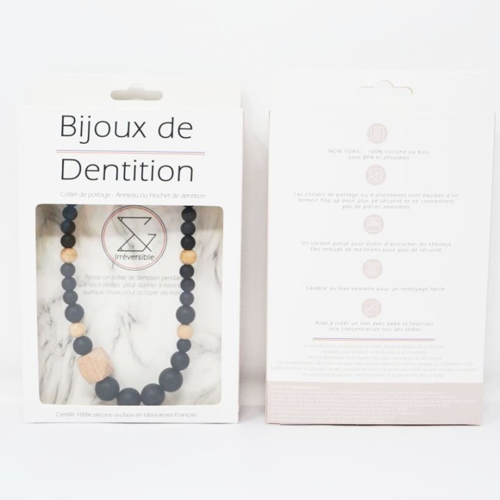 Silikon-Stillhalskette - Schwarz & Holz Irréversible Bijoux