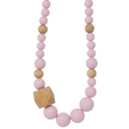 Collier d'allaitement (ou de portage) en silicone - Rose & Bois - Irréversible Bijoux