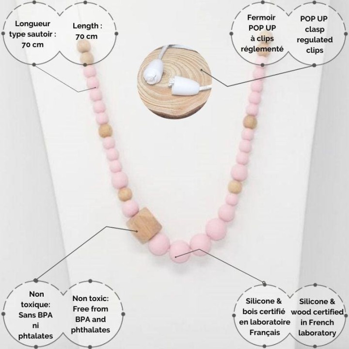 Still- und Tragehalsband aus Silikon - Rose & Holz - Irréversible Bijoux