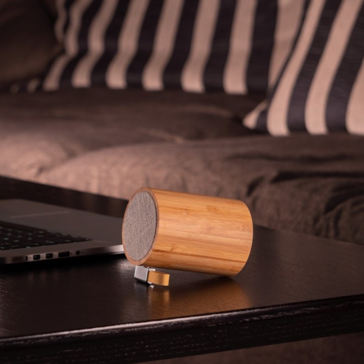 Bluetooth-Lautsprecher Drum + Öko-Lampe aus Bambus - Gingko Design