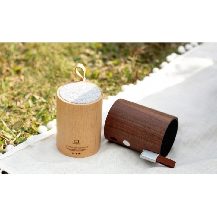 Haut-parleur Bluetooth Drum + Lampe écoconçu en Bambou - Gingko Design