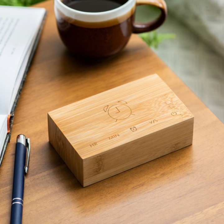 Umweltfreundliche Uhr Flip Click Clock aus Bamboo - Gingko Design