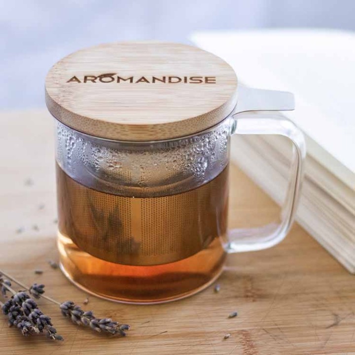 Tazza in vetro borosilicato con coperchio e filtro - 0,35L - Aromandise