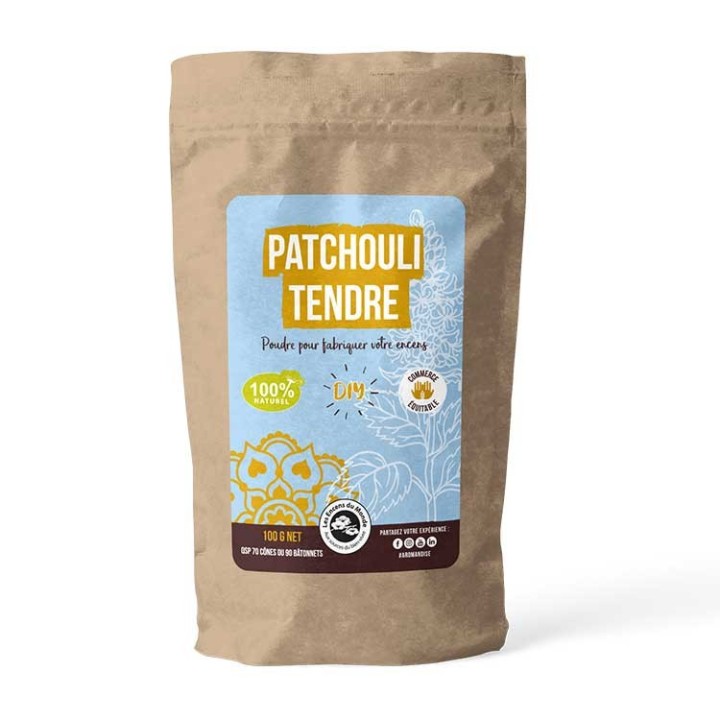 Poudre à parfumer "Patchouli tendre" pour encens à faire soi-même (DIY), 100% naturel - 100g - Aromandise
