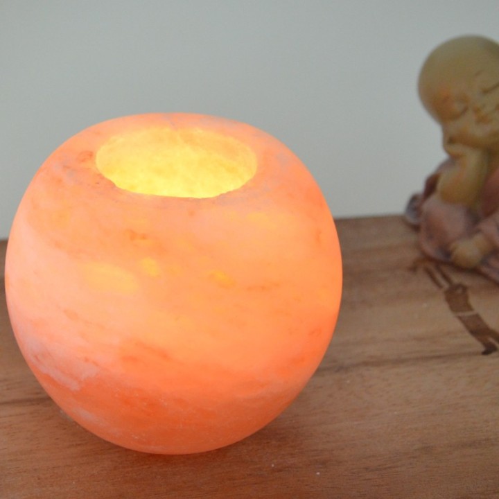 Portacandele in cristallo di sale dell'Himalaya, Sfera da 900 g - ZEN'Arôme