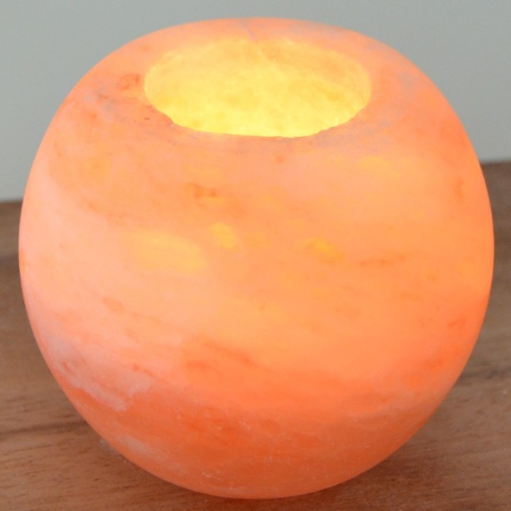 Portacandele in cristallo di sale dell'Himalaya, Sfera da 900 g - ZEN'Arôme