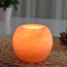 Bougeoir en cristal de sel de l'Himalaya, Sphère de 900g - ZEN'Arôme