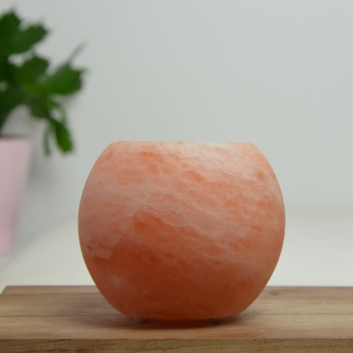 Bougeoir en cristal de sel de l'Himalaya, Sphère de 900g - ZEN'Arôme