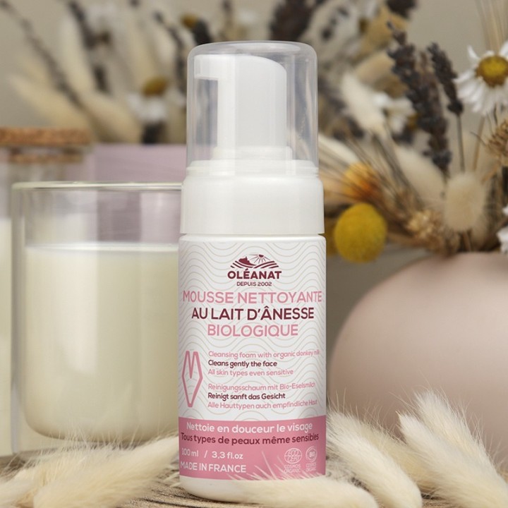 Schiuma detergente al latte d'asina biologico delle Azzorre - 100ml - Oléanat