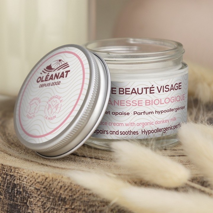 Bio-Gesichtscreme mit Eselinnenmilch von den Azoren - 50ml - Oléanat