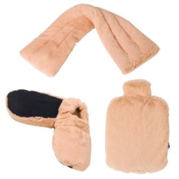 Pack: Bouillotte + Tour de cou + Chausson à chauffer au micro-ondes "Corail" - Pelucho (L'artisan du Bien-être)