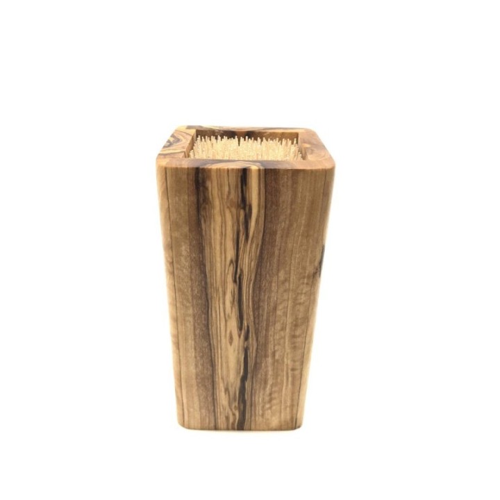 Bloc à couteaux en bois d'olivier DESIGN avec support en piques de bois - Olivenholz Erleben