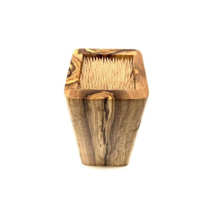 Bloc à couteaux en bois d'olivier DESIGN avec support en piques de bois - Olivenholz Erleben