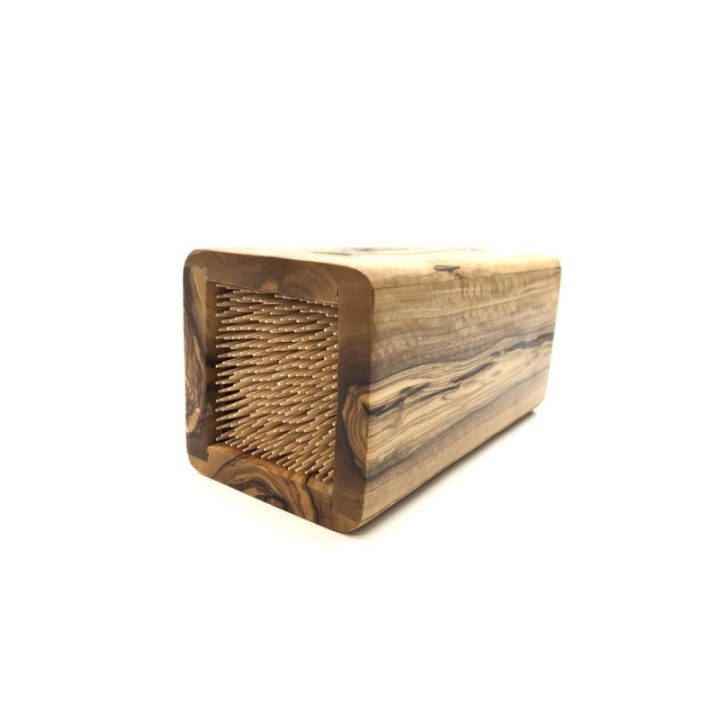 Olivenholz Messerblock DESIGN mit Halterung aus Holzspießen - Olivenholz Erleben