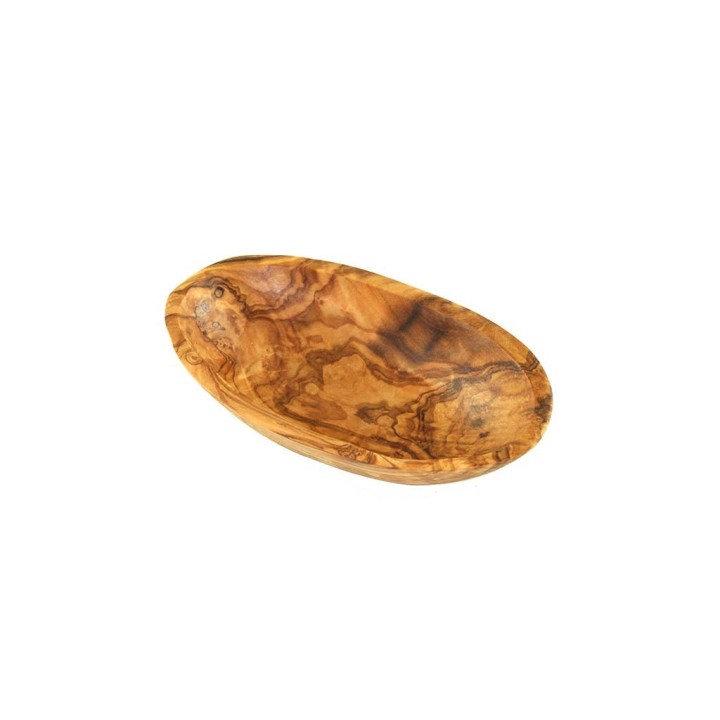 Ciotola ovale in legno d'ulivo fatta a mano - 12 cm - Olivenholz Erleben