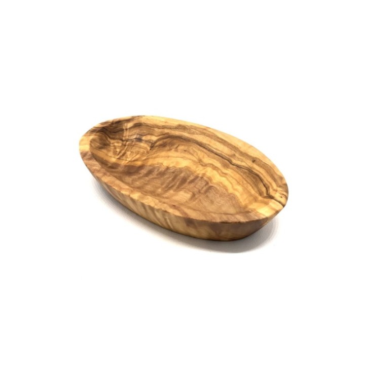 Bol ovale artisanal en bois d'olivier - 18 cm - Olivenholz Erleben