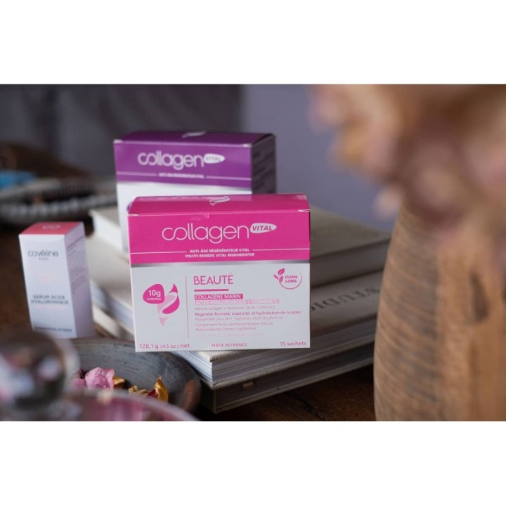 Collagen Vital Beauty, Straffheit, Elastizität, Feuchtigkeit und Faltenreduzierung - 15 Beutel, 128g - Vita